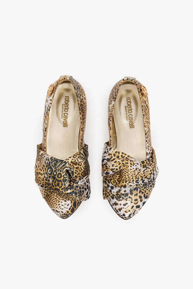 Jaguar Skin Ballet Flats With Knotted Detail