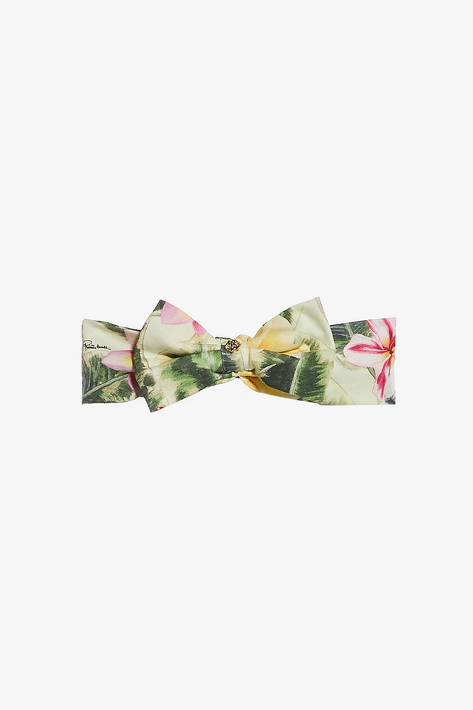 Bandeau With Bow And Flower And Leaf Print