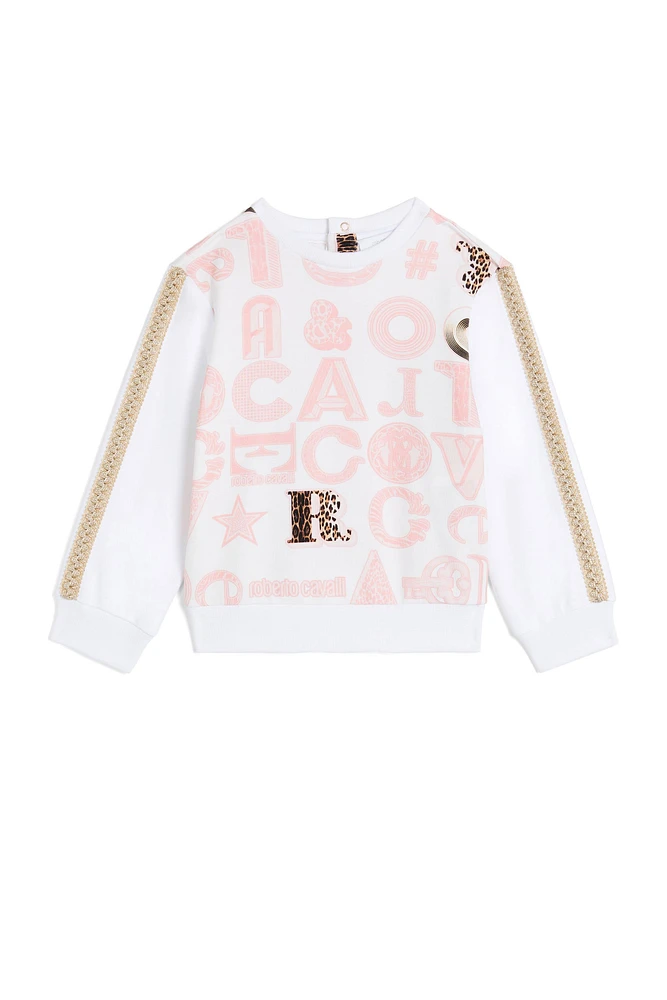 Embroidered-sleeve detail sweatshirt