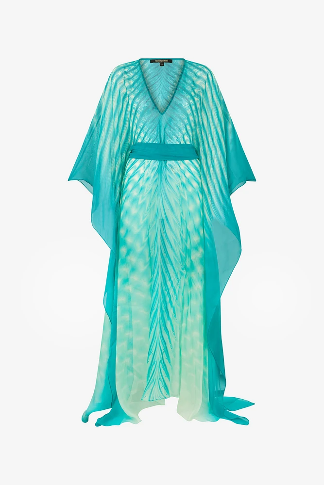 Long Caftan With Optical Glass Print