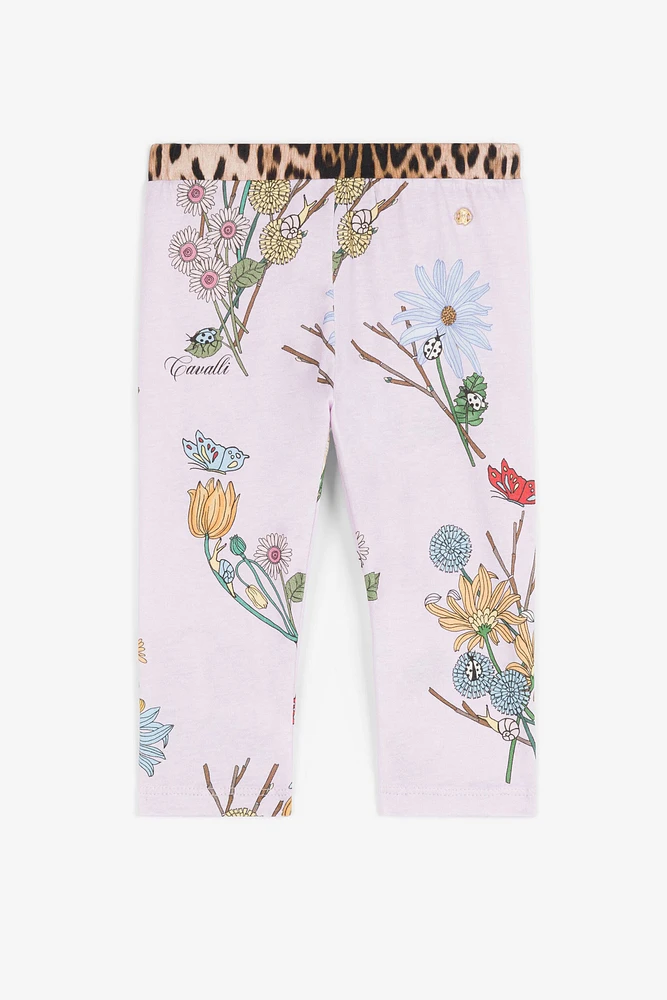 Flower-Print Cotton Leggings