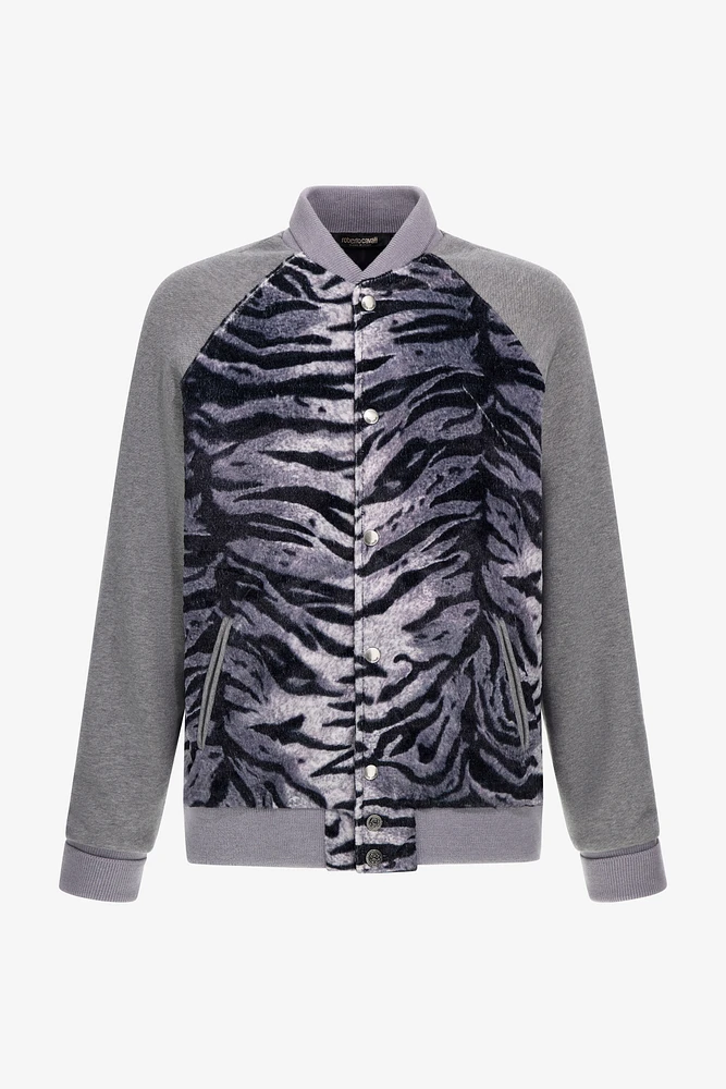Zebra print sweatshirt with buttons