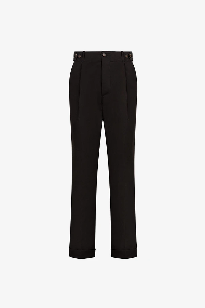 Pleat-detail straight-leg trousers