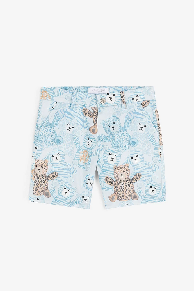 Teddy Bear-Print Cotton Shorts