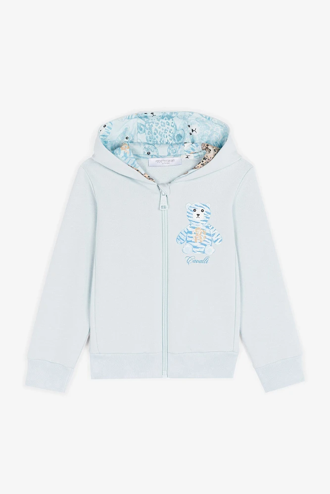 Teddy Bear-Print Cotton Hoodie
