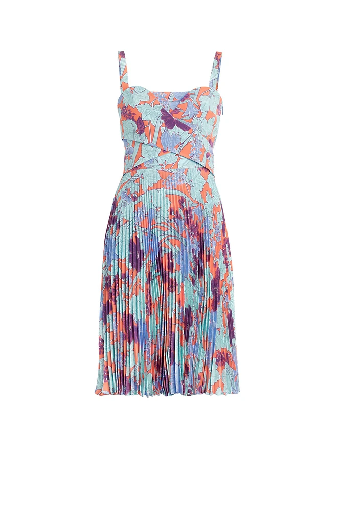 Summer Garden silk pleated dress