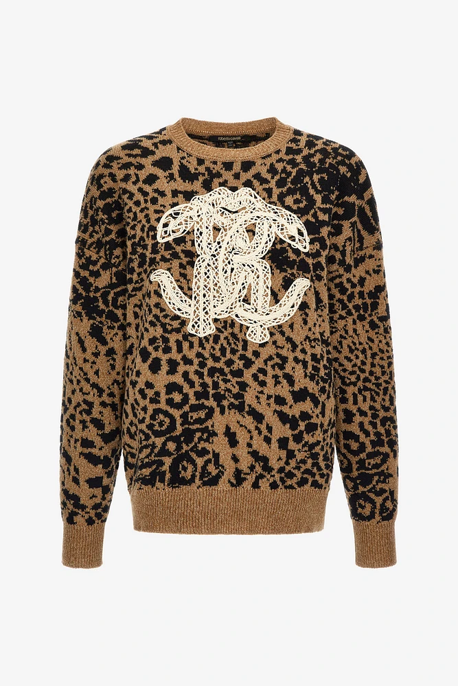 Sweater with Monogram RC and Jaguar Skin print