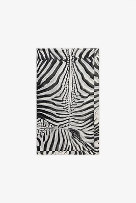 Silk Scarf With White Tigress Print