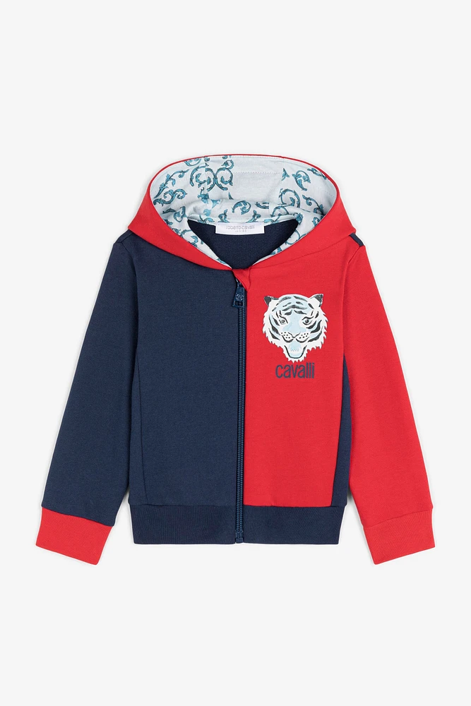 Tiger-Print Cotton Hoodie