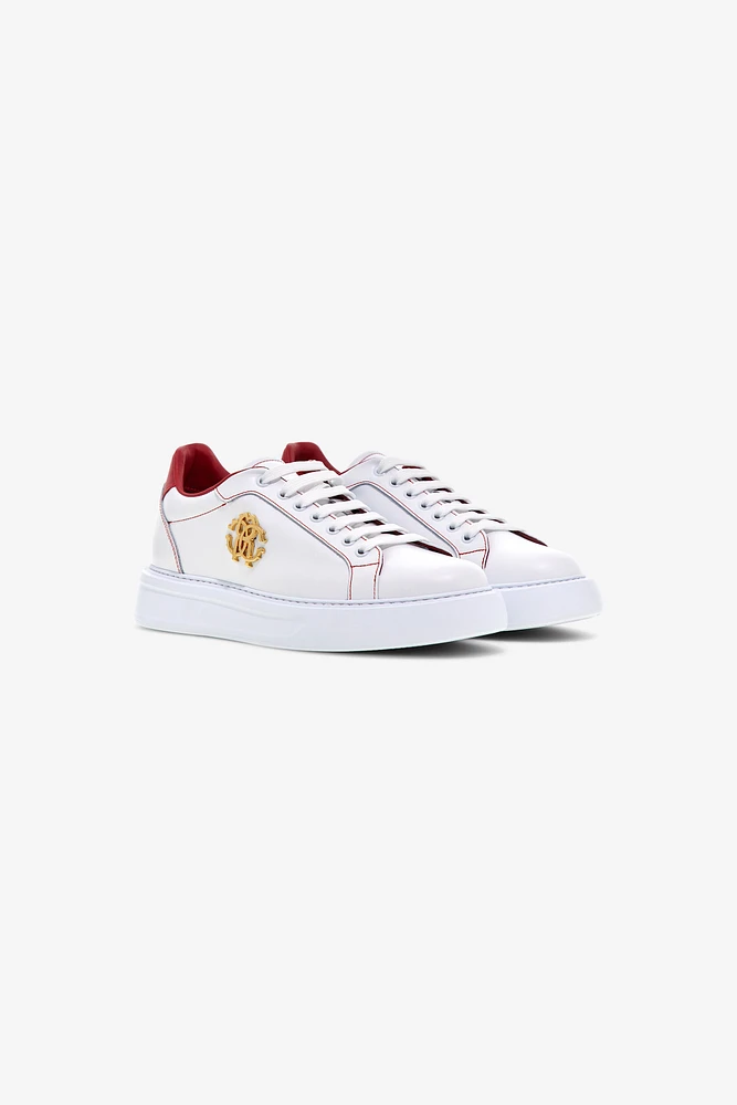 Leather Sneakers with Gold Emblem