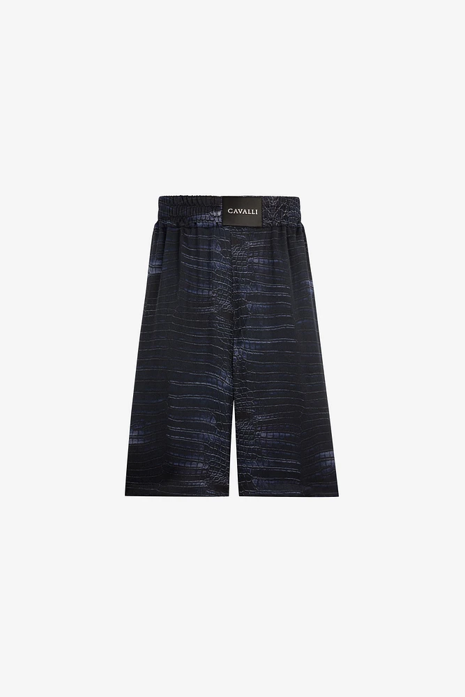 Crocodile print knee-length shorts