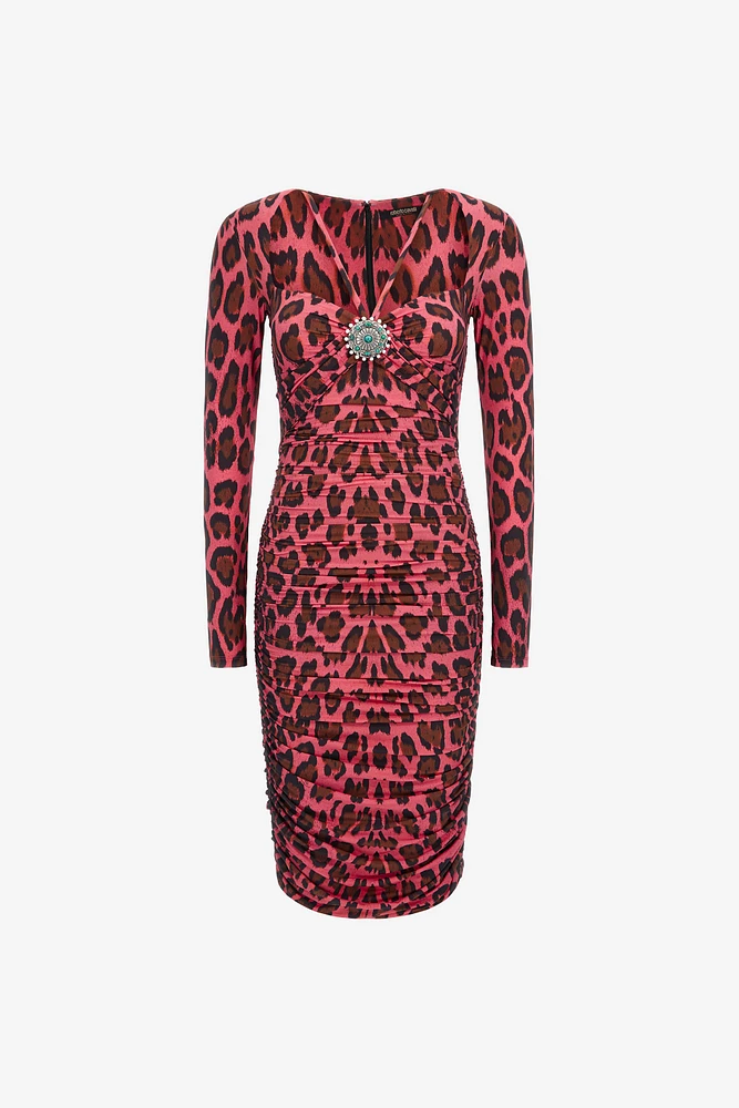 Midi dress with Leopard print