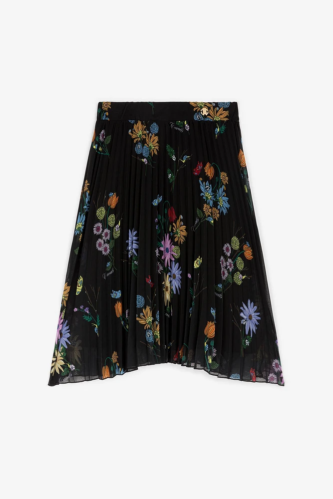Floral-Print Pleated Skirt