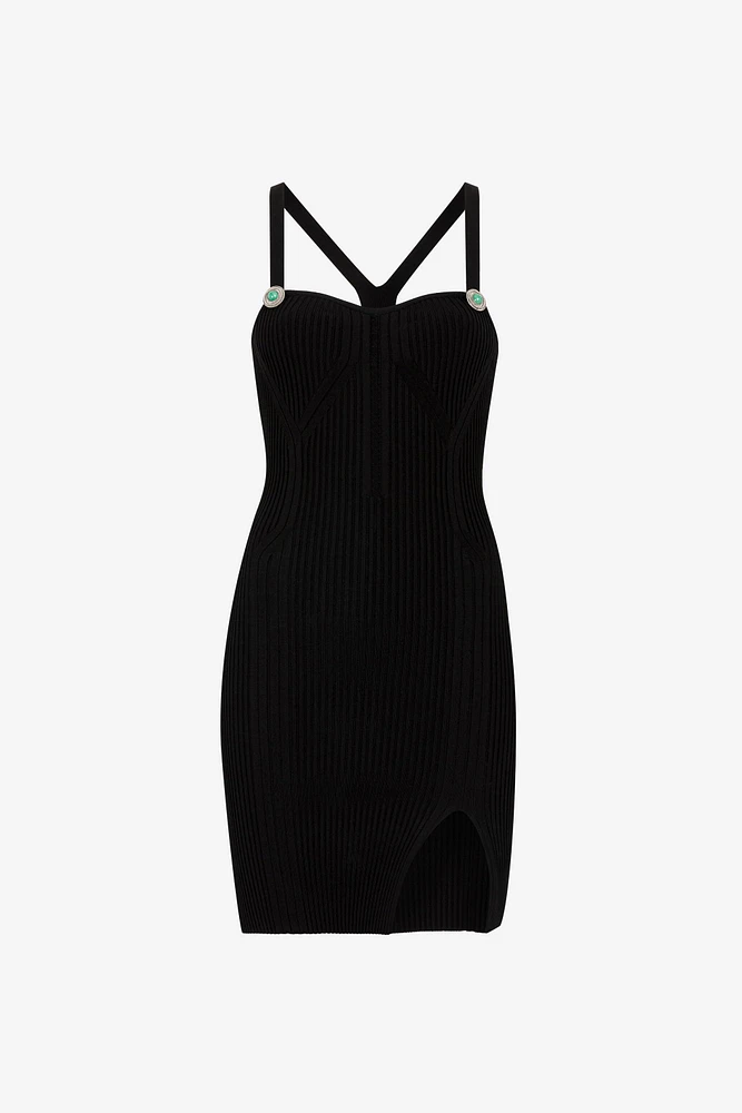 Ribbed-Knit Mini Dress