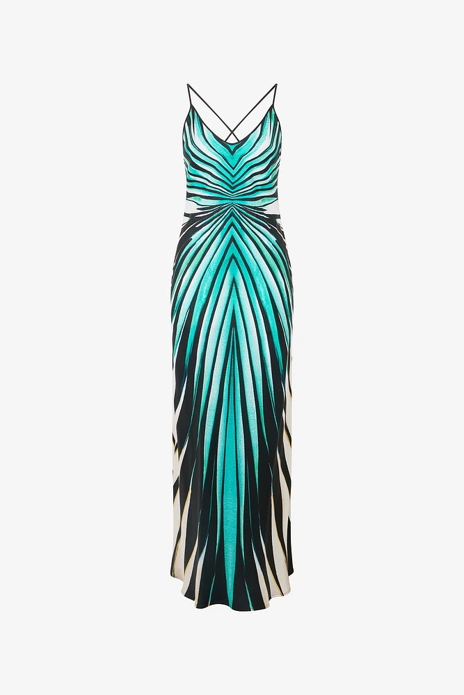 Ray Of Sea Print Silk Maxi Dress