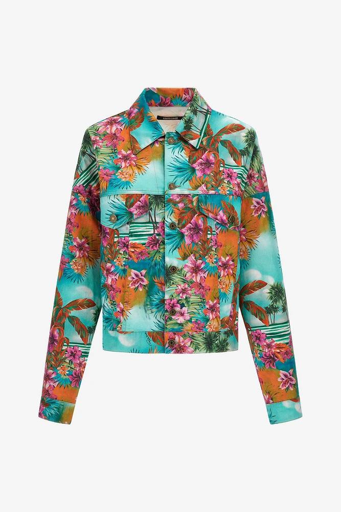 Hawaii print denim jacket