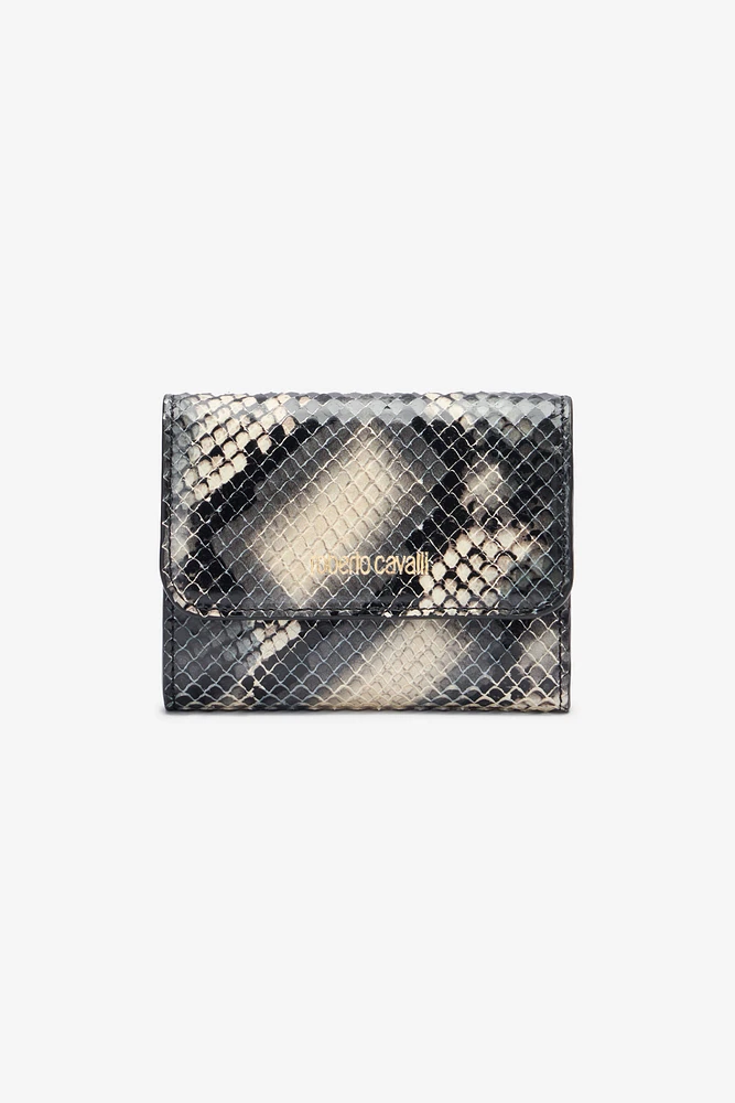 Small wallet in printed leather with logo
