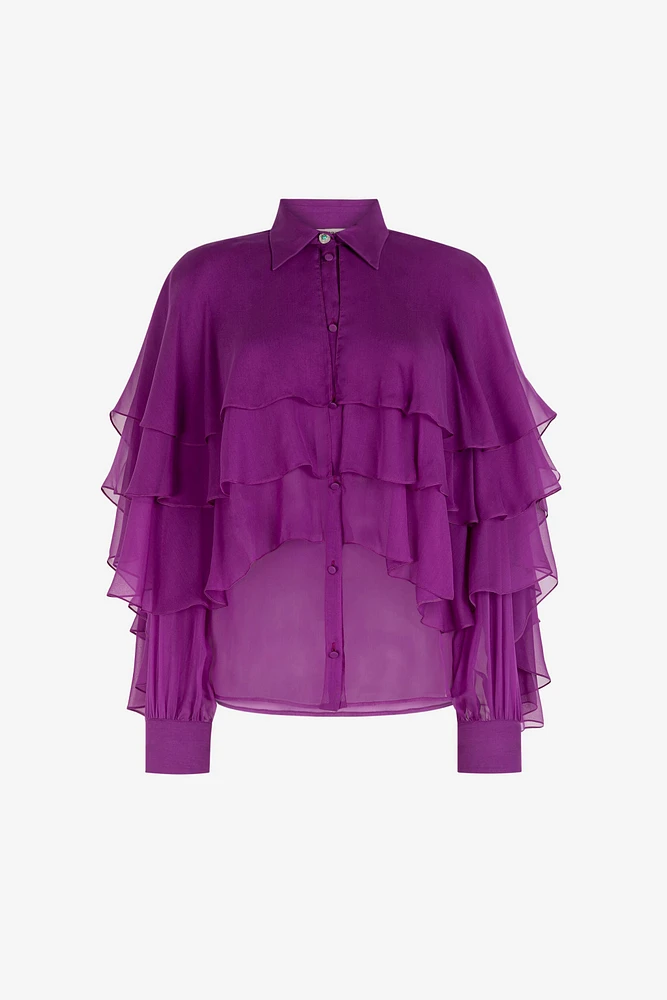 Ruffled Silk Blouse