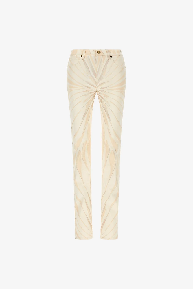 Ray Of Gold Print Skinny Cotton Trousers