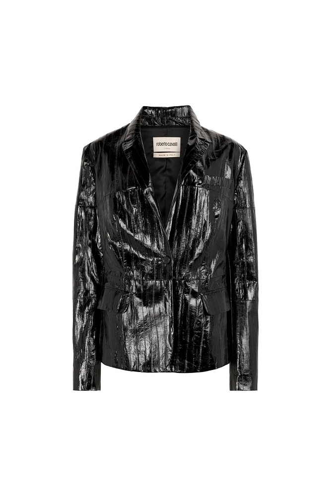 Embroidered Coated Blazer