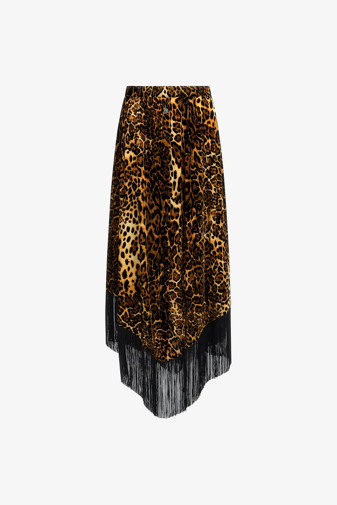 Long skirt with fringe