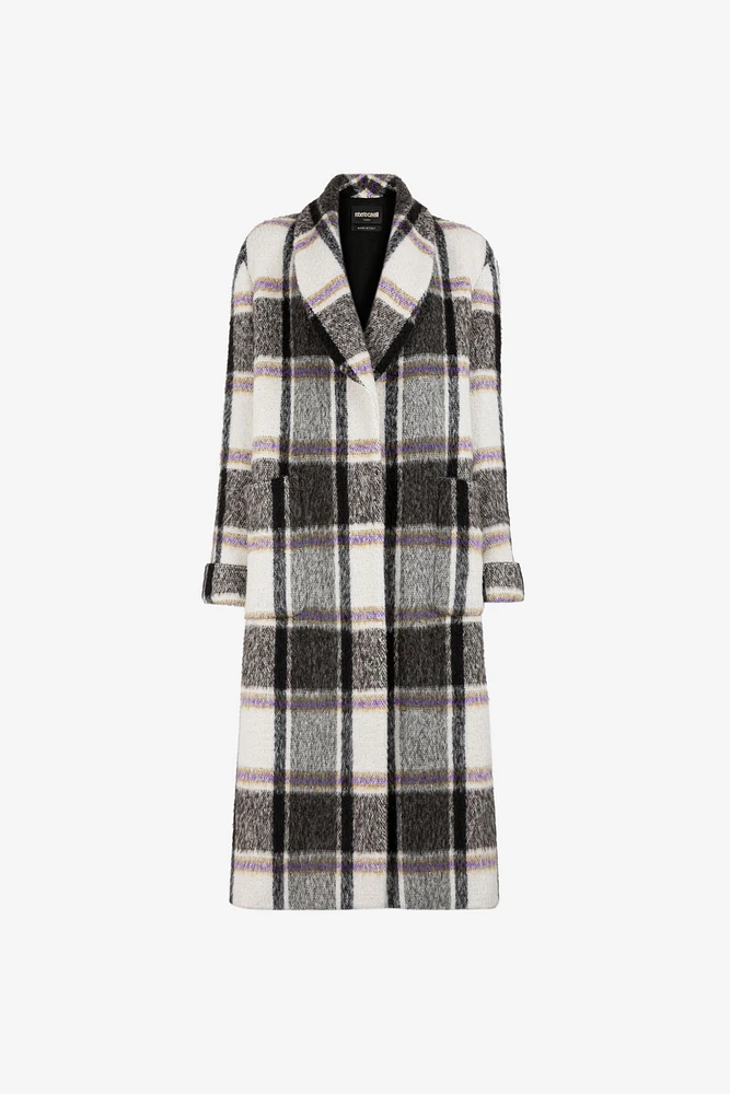 Checked shawl-lapel coat