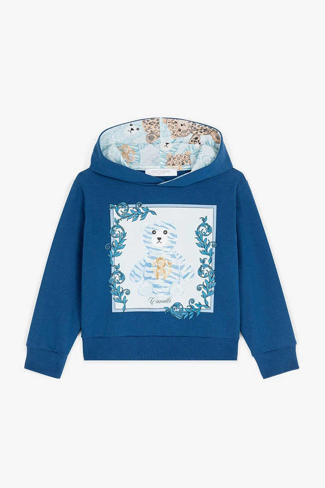 Teddy Bear-Print Cotton Hoodie