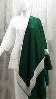 Pure Pashmina Shawl Green with Silver Tilla Work (ONE OF A KIND)