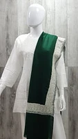 Pure Pashmina Shawl Green with Silver Tilla Work (ONE OF A KIND)