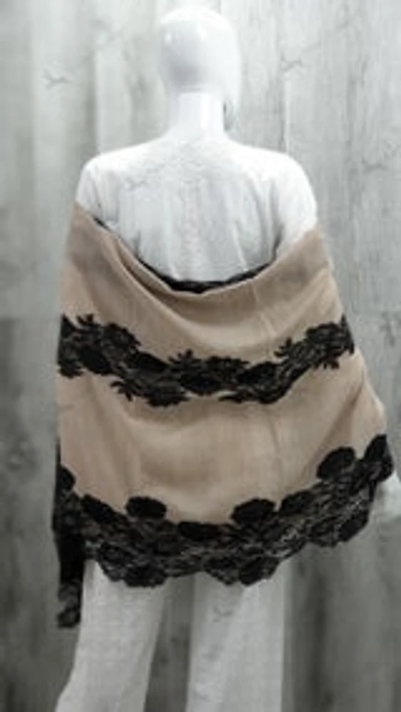 Pure Pashmina Shawl with Lace