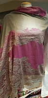 Pure Cashmere Lace Trim Shawl dusty rose/beige ombre with pearls