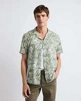 Short-Sleeve Foliage Shirt with Camp Collar