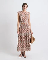 A-Line Midi Skirt with Boho Embroideries