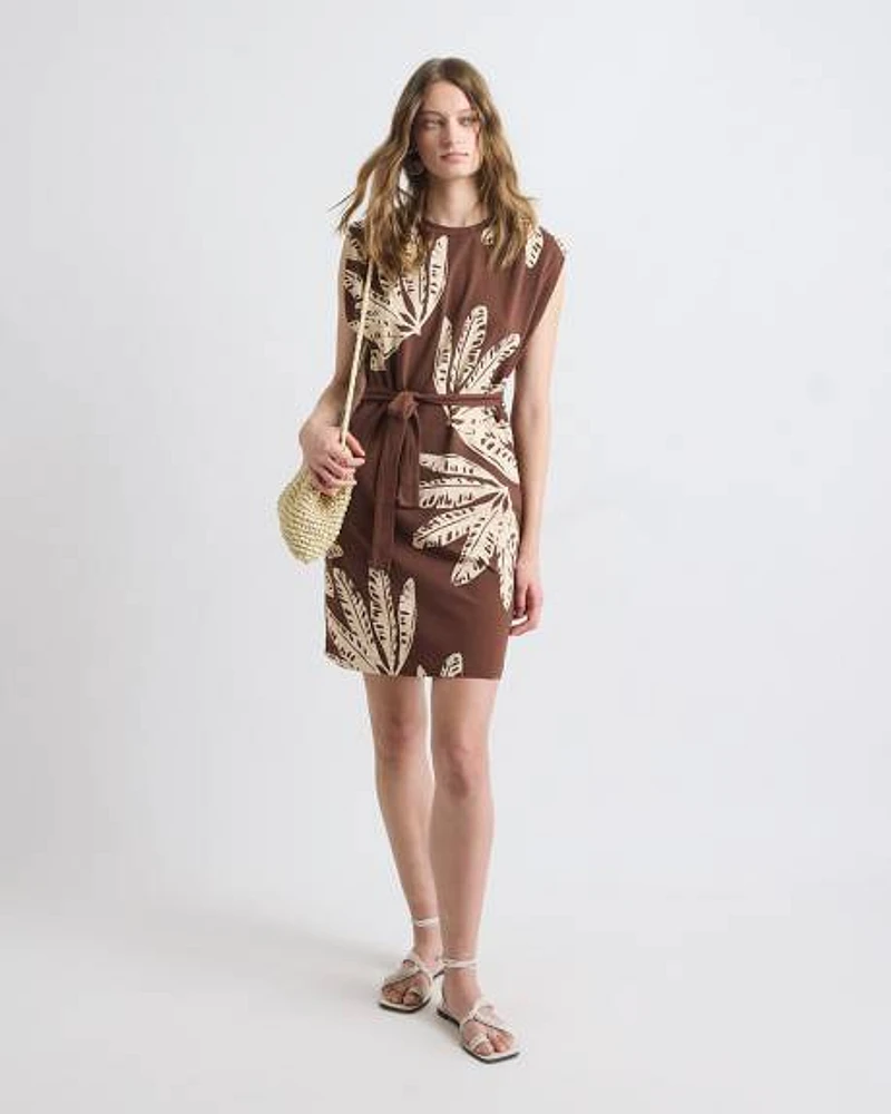 Extended-Sleeve Dress with Removable Belt