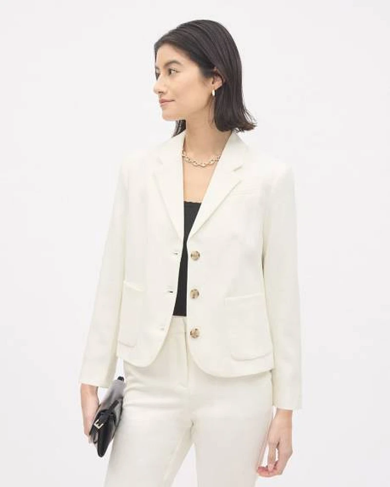 Crème Three-Button Short Blazer