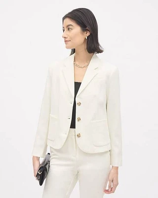 Crème Three-Button Short Blazer