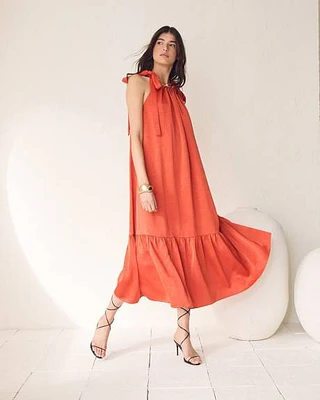 Sleeveless Halter-Neck Midi Dress