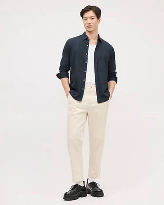 Long-Sleeve Piqué Cotton Shirt