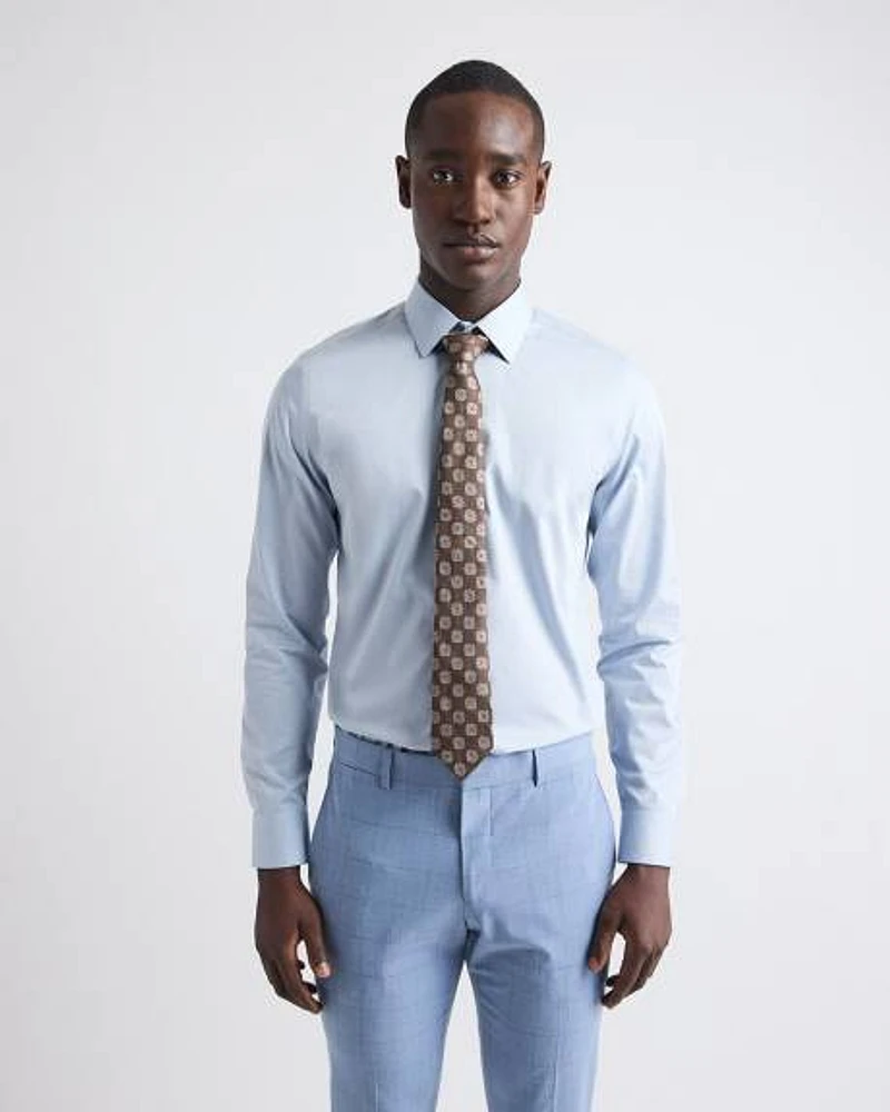 Linen-Blend Tie with Geometric Pattern