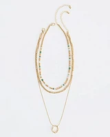 Multi-Chain Necklace with Colourful Beads