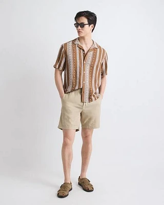 Short en Mélange de Lin à Taille Élastique