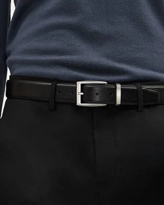 Ceinture en Cuir Noir avec Boucle Carrée
