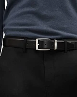 Black Leather Belt with Square Buckle