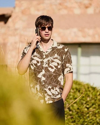 Short-Sleeve Floral Shirt with Camp Collar