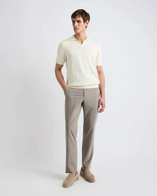 Pantalon de Ville Carreauté Taupe à Coupe Ajustée