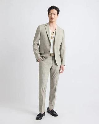Slim-Fit Checkered Beige Suit Pant