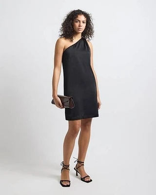 Robe Cocktail Mini en Satin à Bretelle Unique
