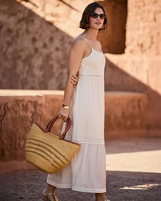Sleeveless Crochet and Chiffon Midi Dress