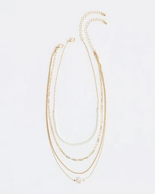 Multi-Chain Necklace with Pearls