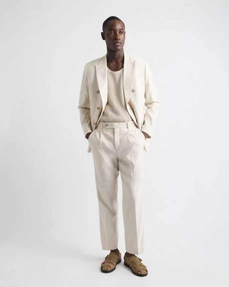 Pantalon de Complet en Lin à Coupe Décontractée